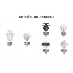Coffret de 122 assortiments d'agrafes de moulures et élargisseurs d'ailes pour CITROEN DS, PEUGEOT, Neuf