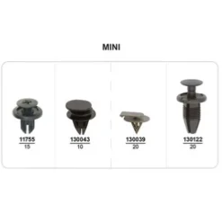 Coffret de 65 assortiments d'agrafes de moulures et Rivets plastiques de moulure et élargisseurs d'ailes pour MINI, Neuf