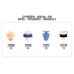 Coffret de 85 assortiments d'agrafes de panneaux de portes, moulures et élargisseurs d'ailes pour CITROEN, DACIA DS, OPEL, PEUGEOT, RENAULT, Neuf