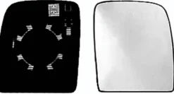 Miroir Glace rétroviseur droit CITROËN JUMPY II 2007-2016, verre supérieur dégivrant, à clipser