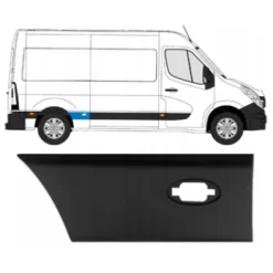 Moulure baguette latérale droite pour RENAULT MASTER III phase 3, depuis 2019, châssis moyen, trou feu, 49.5 cm Neuve