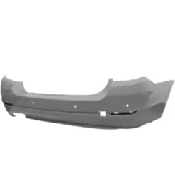 Pare chocs arrière pour BMW Serie 5 F10, 2010-2013, cache crochet, trous radar + supports, simple échappement gauche, Mod. 4 portes, Neuf à peindre