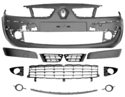 Pare chocs avant pour RENAULT SCENIC II phase 2, 2006-2009, complet, (10 éléments inclus), à peindre
